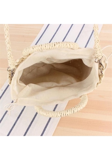 Novahub El Yapımı Rattan Dokuma Plaj Çantası - Kadın Crossbody Çanta - Bej, Haki Rengi, Pratik Tasarım Haki