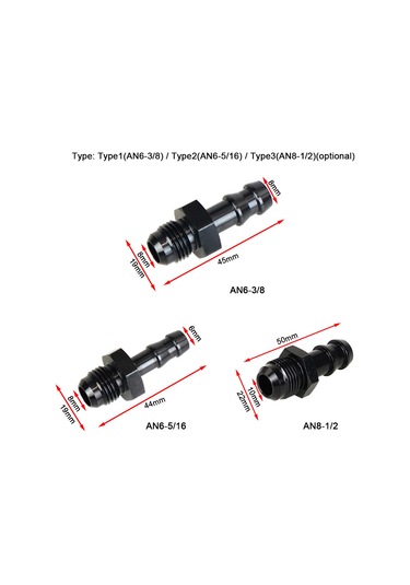 Lemestar Alüminyum Siyah Yakıt Hortumu Bağlantı Elemanı - An6-3/8 Tipi, Torklu Uç Tasarımı, Korozyona Dayanıklı, Araç Modifikasyonu İçin