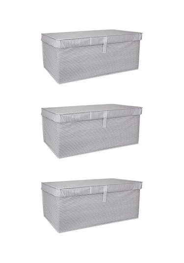 Alas Çok Amaçlı Mega Plus Kutu Gri Çizgili Üçlü 70x40x30 Cm Gri