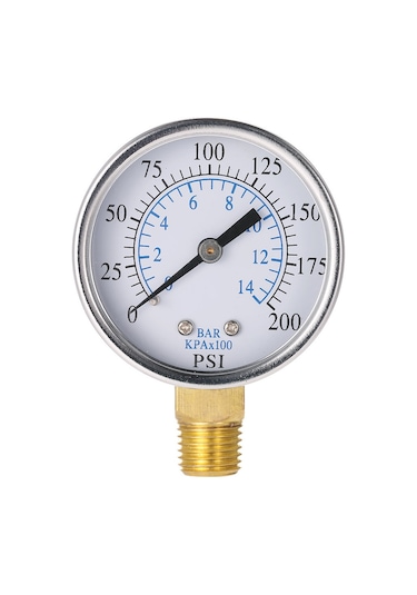 Symbee 50mm Çift Skala Hidrolik Basınç Göstergesi - 0-200psi/14bar, 1/4" Npt Bağlantı