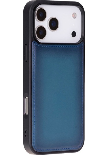 Bloomcase Magic Wallet Midnight Blue iPhone Uyumlu 17 Pro 6.3" Hakiki Deri Çıkarılabilir Cüzdanlı Telefon Kılıfı Mavi