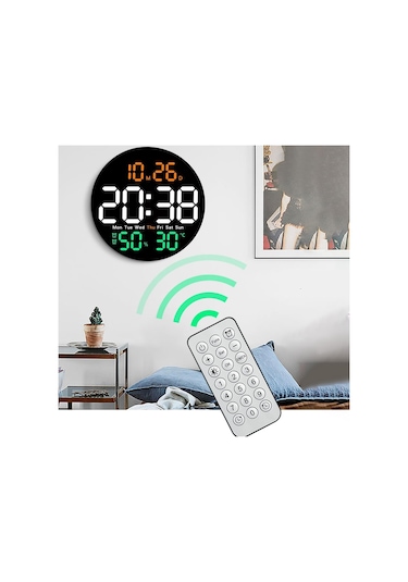 Suntek Magideal Dijital Duvar Saati Sıcaklık Ölçer Sessiz Çok-renkli