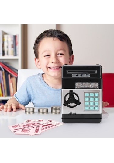 Tongxida Şifreli Kasa Çocuk Tasarruf Makinesi, Kırmızı-siyah Renk