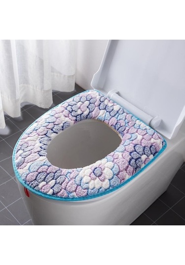 Novahub Mavi Kadın Günlük Klozet Yıkayıcı Ev Klozet Koltuk Minderi Fermuar Tipi Dört Mevsim Evrensel Tuvalet Kapağı Sonbahar Ve Kış Peluş Kalınlaşma Mavi