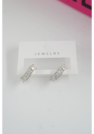 Byzeynaaksesuar Kadın Özel Tasarım Zirkon Taşlı 2'li Minimal Küpe 0018 Çok Renkli