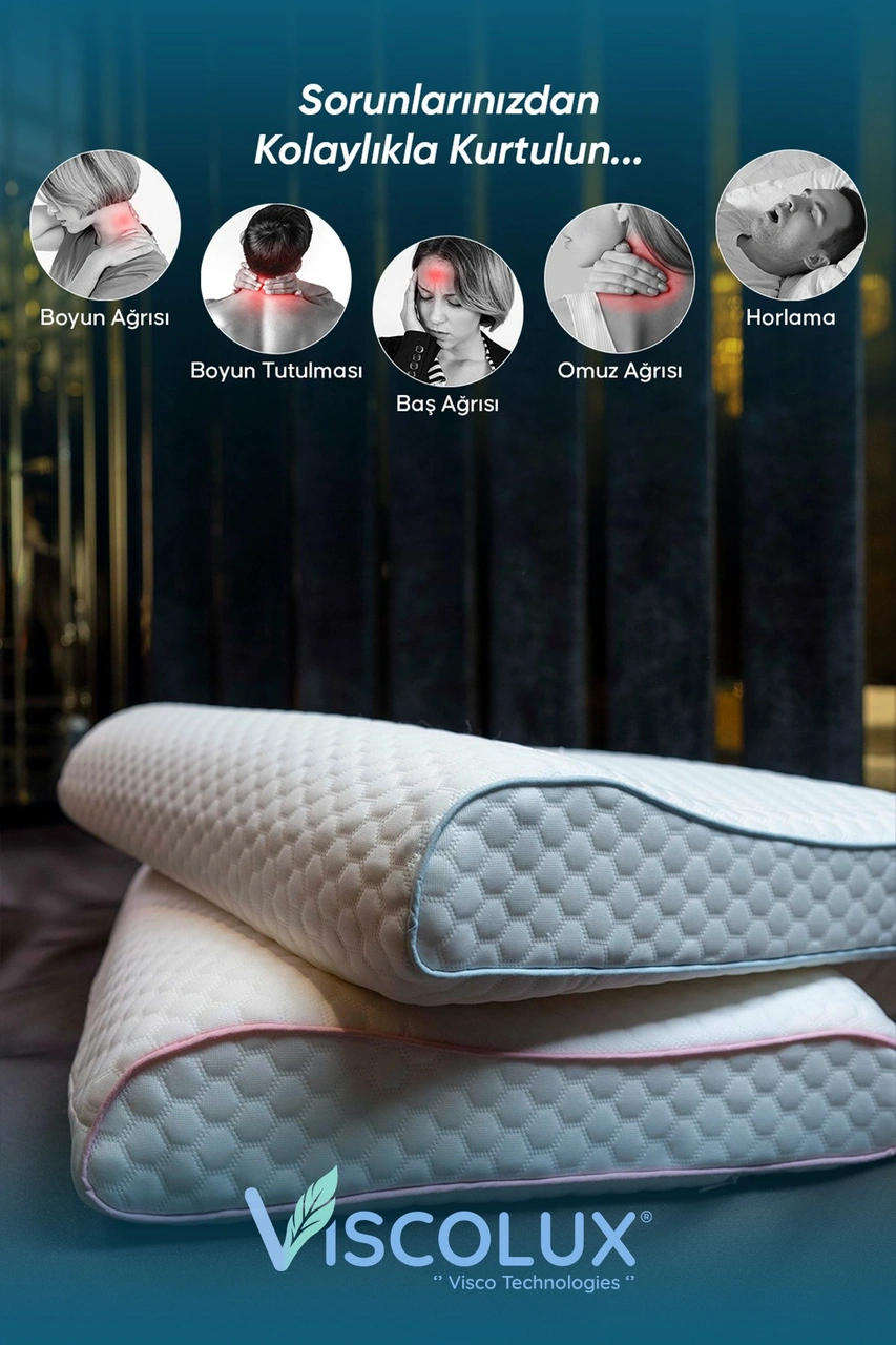 Mega Boy Ortopedik Yastık - Boyun Destekli Visco Yastık 60x40x11/8 Yeşil