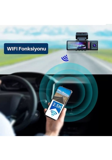 3 Kameralı 4k Ultra Hd Ön, İç Ve Arka Wifi Gps G-sensör Park Modu Dashcam Kamera