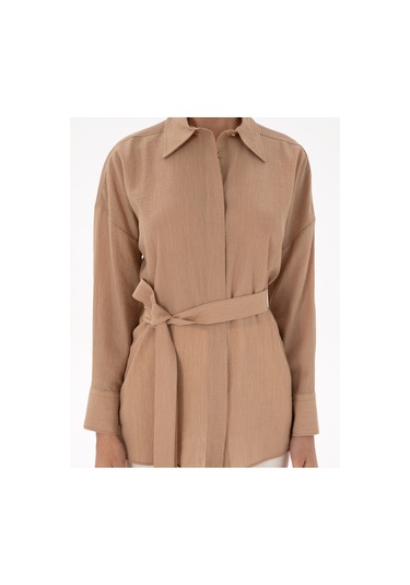 Pierre Cardin Kadın Bej Gömlek Desenli 50306501-vr011 Bej