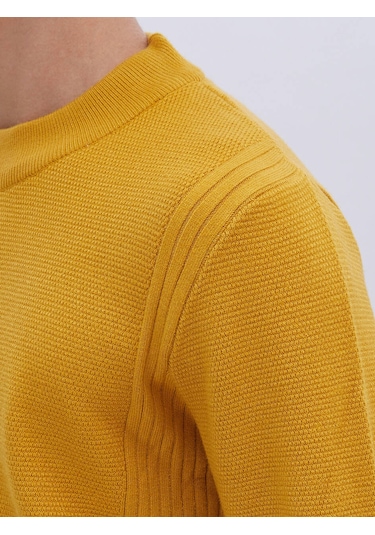 Kip Sarı Yarım Balıkçı Yaka Desenli Triko Çok Renkli