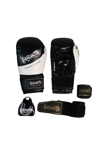 Dragondo 33044-p Jr Çocuk Boks Eldiveni Seti Eldiven+bandaj+dişlik Siyah