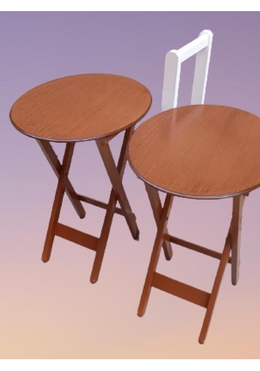 Çanta Zigon Sehpa Oval Model İkili Takım Ahşap Mdf Ceviz Renk Uyumu El Yapımı