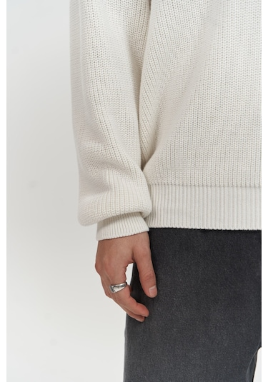 Magnus Polo Yaka Ekru Erkek Triko Kazak Ekru