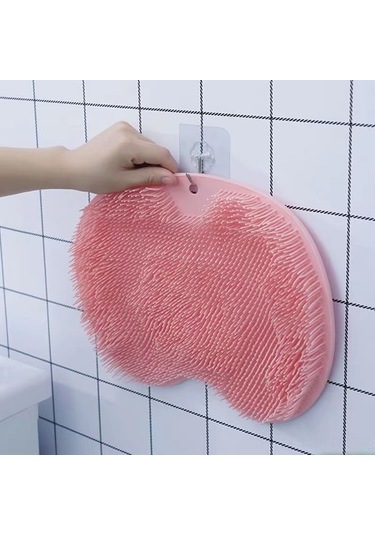 Hangfox Pembe Banyo Fırçalama Matı - Omuz Arka Ayak Temizleme Aleti, Topaklı Cilt Kaldırıcı, Dürtmeyi Alleviate Eden, Sürekli Tutma İçin Süction Cup, 160g Hafif Tasarım Siyah
