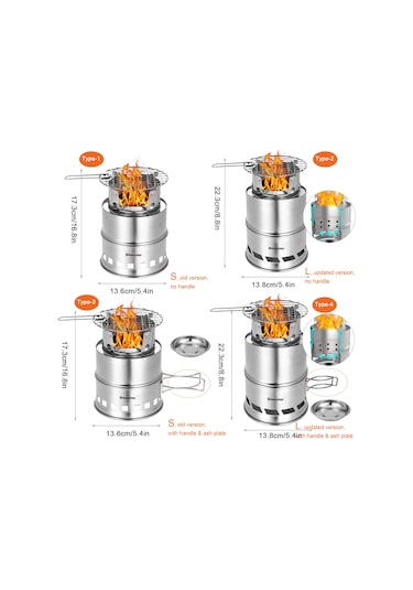 Youmex Katlanabilir Rüzgara Dayanıklı Taşınabilir Kamp Ocağı - Paslanmaz Çelik, Hiking, Piknik Ve Barbekü İçin İdeal Çok Renkli