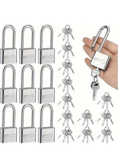 Besthome1 12 Adet Paslanmaz Çelik Kilit Uzun Dilli Anahtarlar, Ağır Hizmet Tipi Su Geçirmez
