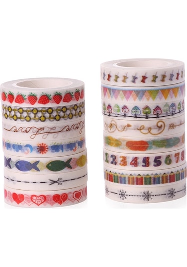 Cbtx 10 Adet Kağıt Bant El Defter Dekorasyon Çıkartma, 8mmx10m Kalem Sm-21