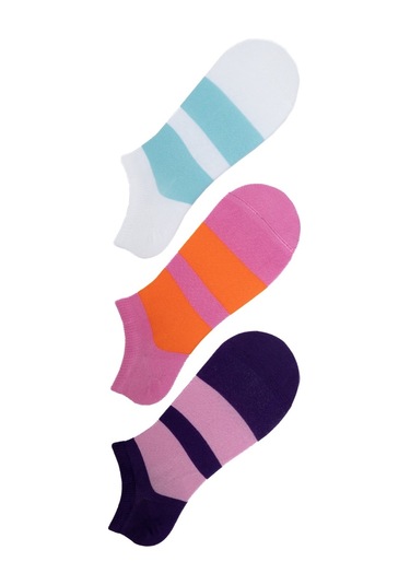 3 Çift Kadın Patik Çorap Çok Renkli