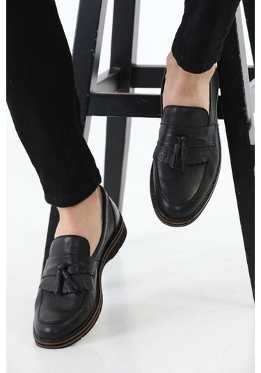 M.Karaca Hakiki Deri Ortopedik Taban Klasik Erkek Ayakkabı Siyah
