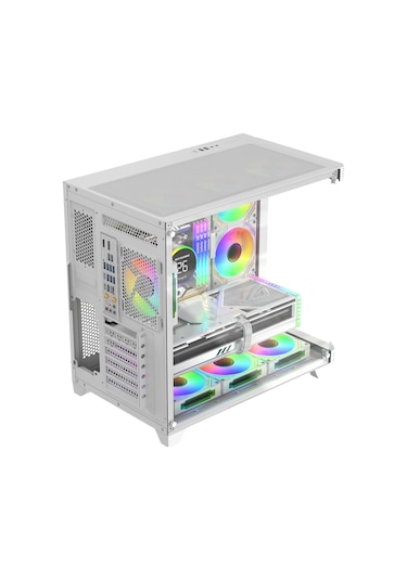 Sirius White Argb Panel 7x Fan Kumanda Ve Kontrolcü Atx Boş Bilgisayar Kasası Beyaz