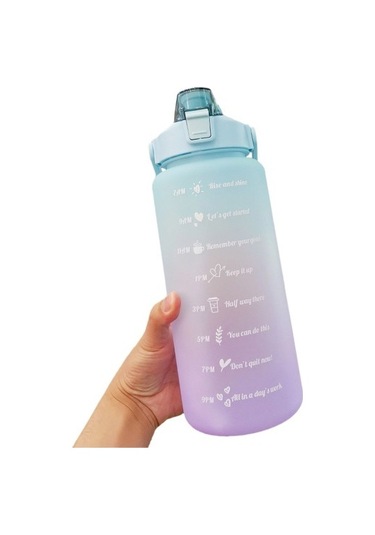 Kkmoon 2 Lt Motivasyon Yazılı Ve Saat Işaretli Su Matarası - Yeşil 2mowh8 Açık Yeşil