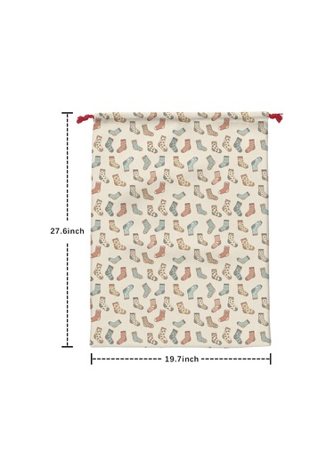 Büyük Noel Baba Hediye Çantası, Pamuklu Kordonlu, Yeniden Kullanılabilir Noel Çorap Klasik