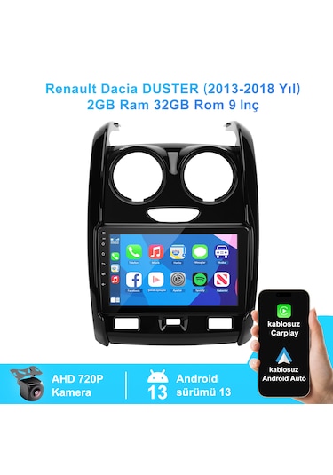 Renault Dacia Duster 2013-2018 Yıl Carplay 2gb Ram 32gb Rom Multi