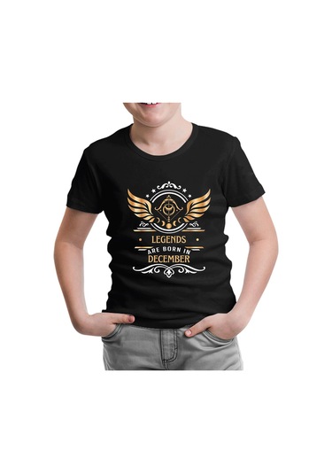 Legends Are Born İn December - Sagittarius Yay Burcu Siyah Çocuk Tshirt 001