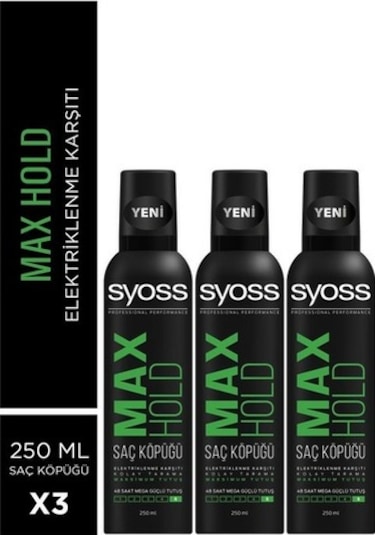Syoss Köpük Maximum Tutuş Saç Spreyi 3 x 250 ML