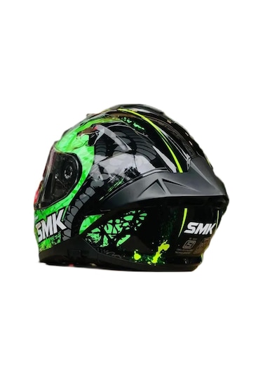 Smk Typhoon Reptile Kapalı Kask 001 Gri - Siyah - Yeşil