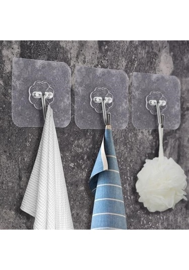 Zmc Bilişim Süper Güçlü Yapışkanlı Suya Dayanıklı Şeffaf Askı 5li Set Yeniden Kullanılabilir Kancalar Çok Renkli