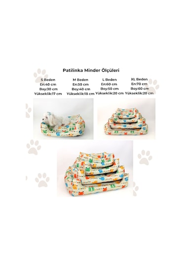 Patilinka Kedi Köpek Minderi Krem Yumuşak Minder Yatak M
