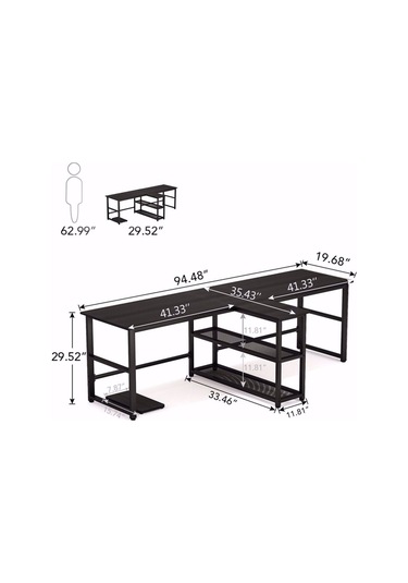 240 Cm Bilgisayar Masası, Ekstra Uzun İki Kişilik Bilgisayar Masa, Oyun Masa 500-c Ceviz