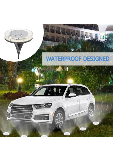 Yifomall Güneş Enerjili Toprak Altı Tespitli Işık - Ip65 Su Geçirmez 8 Led Bahçe Park Peyzaj Aydınlatması Beyaz Işık