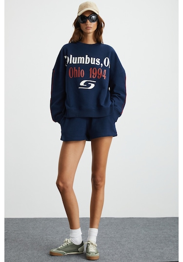 KEIRY 3 İplik Kadın Koyu Mavi Sweatshirt