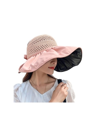 Kadınlar İçin Şık Plaj Şapkası, Güneşten Koruyucu Geniş Kenarlı Balıkçı Şapkası, Yazlık Bisiklet Ve Deniz Kenarı Kullanımı İçin Uv Koruma Sağlayan Moda Şapka Pembe