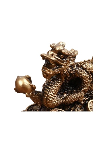 Altın Çin Ejderha Heykeli Heykel Şans Şans Başarı Koleksiyon Dekorasyon 3.15x1.57x1.97 İnç Nefis