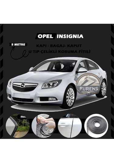 Opel İnsignia Oto Araç Kapı Koruma Fitili 5metre Parlak Siyah Renk