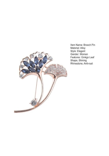 Gümüş Yaratıcı Ginkgo Yaprak Şekli Broş Pin Kore Tarzı Parlayan Rhinestone Mizaç Yaka Pin Sahte Ipek Eşarp Toka Giyim Aksesuarları Gümüş