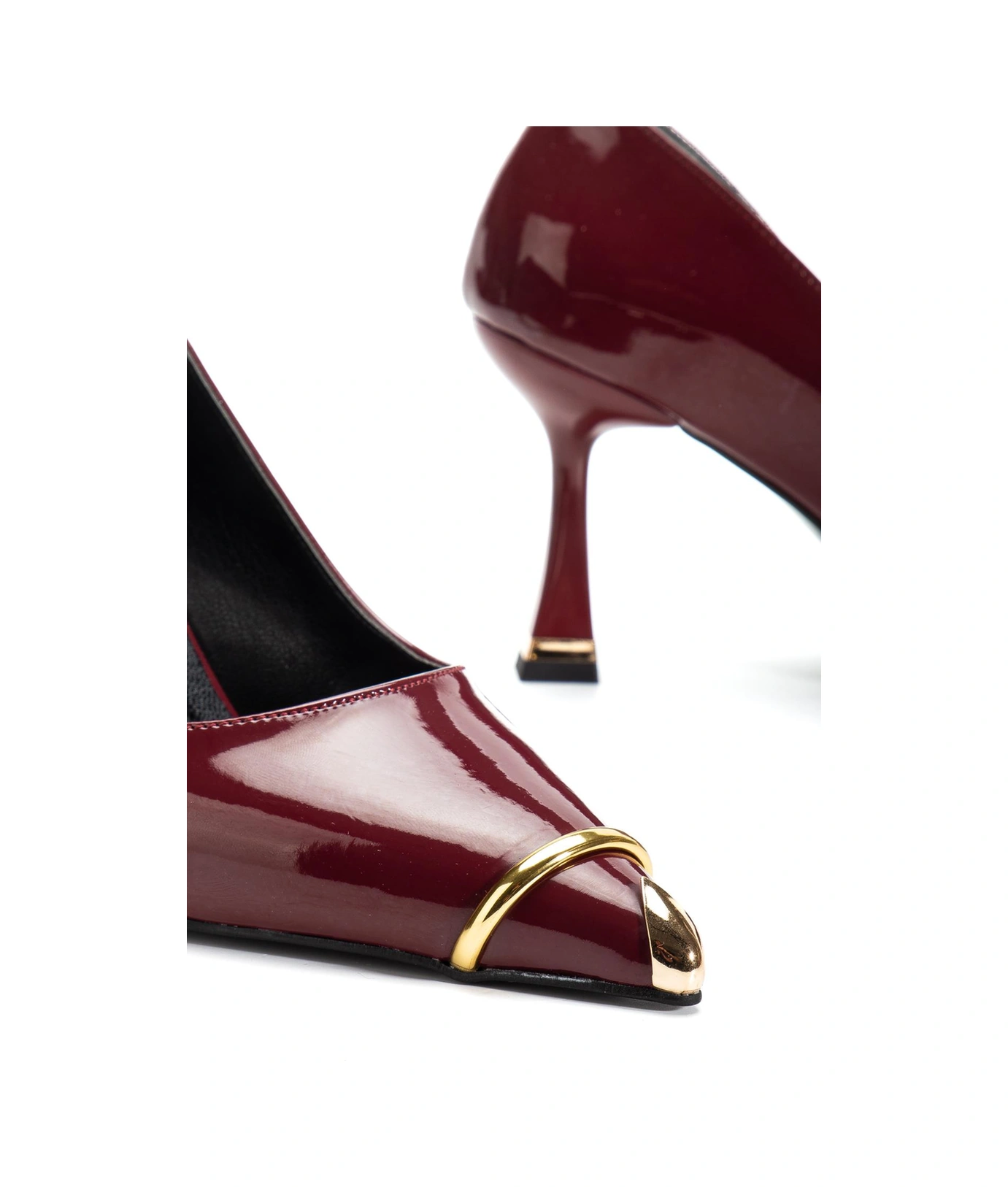 Suins Clove Model Kadın Topuklu Burnu Metal Detaylı Stiletto Ayakkabı Bordo