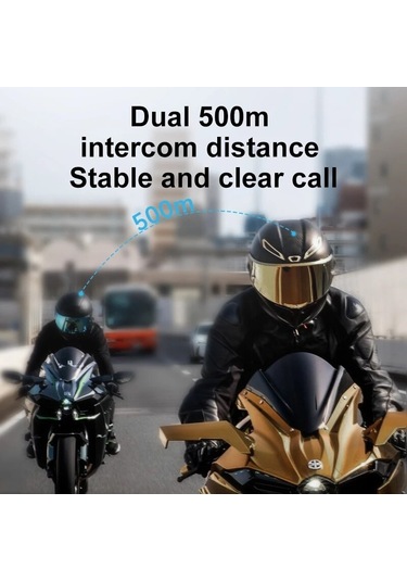 Kask Bluetooth 5.4 Kulaklık El Feneri Aydınlatma Led İle 500m Ara Bağlantı 2 İn 1