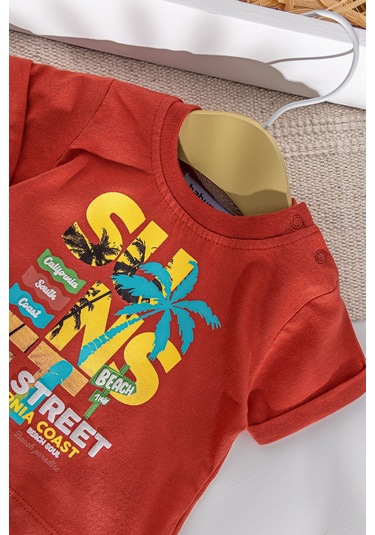 Palmiye Desenli Yazlık Şortlu Erkek Bebek Takım 001