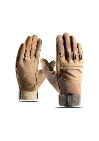 Happychildhood Erkek Xl Boyutu Dokunmatik Ekran Kullanılabilen Motosiklet Eldiveni - Siyah Standart Haki