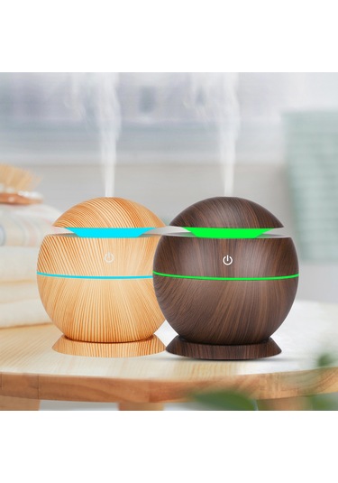 Suofeng Halka Açık Usb Nemlendirici, Renkli Led Işık Ve Aroma Özelliği İle Ev/ofis Kullanıma Uygun, Hafif Ahşap Desenli