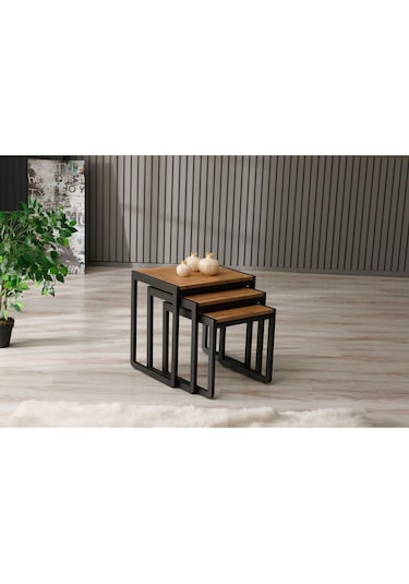 Sehpol Üçlü Zigon Sehpa 50x40x52/45x40x46/40x40x40 Antrasit