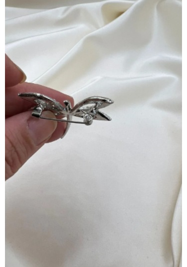 Bb Zirkon Taşlı Yusufcuk Broş Gümüş