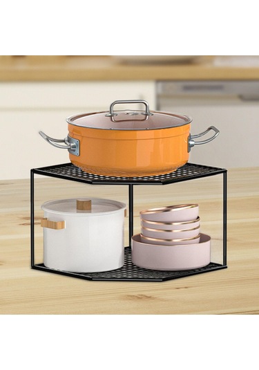 Homyl Mutfak Depolama Rafı Köşe Raf Standı Tezgah Dolabı Siyah