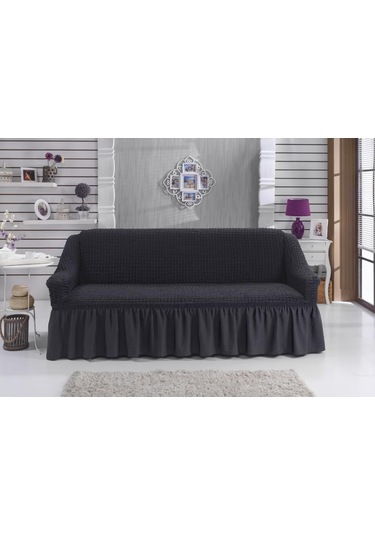 3 Kişilik Pamuklu Koltuk Kanepe Örtüsü Gri