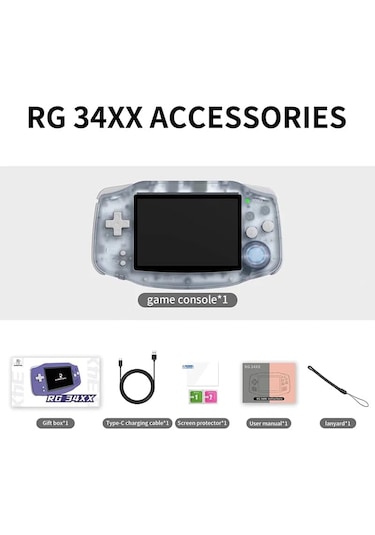 Rg 34xx Taşınabilir Oyun Konsolu 3.4 Ips Ekran Cortex-a53 Linux S