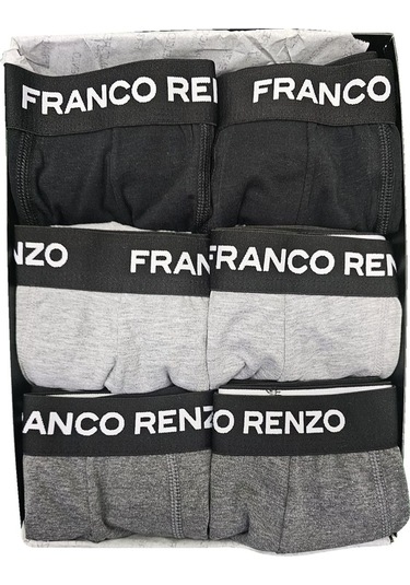 Franco Renzo Erkek 6'lı Lüx Kutulu Pamuklu Ve Likralı Boxer Siyah - Gri - Antrasit