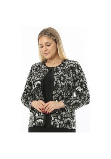 Büyük Beden 3808 Siyah-altın Ceket + Bluz Takım 001